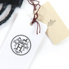 Hermes Any Mole 100% Cashmere Logo Fringed Bicolor Muffler Gray Black with Scarf — view 8