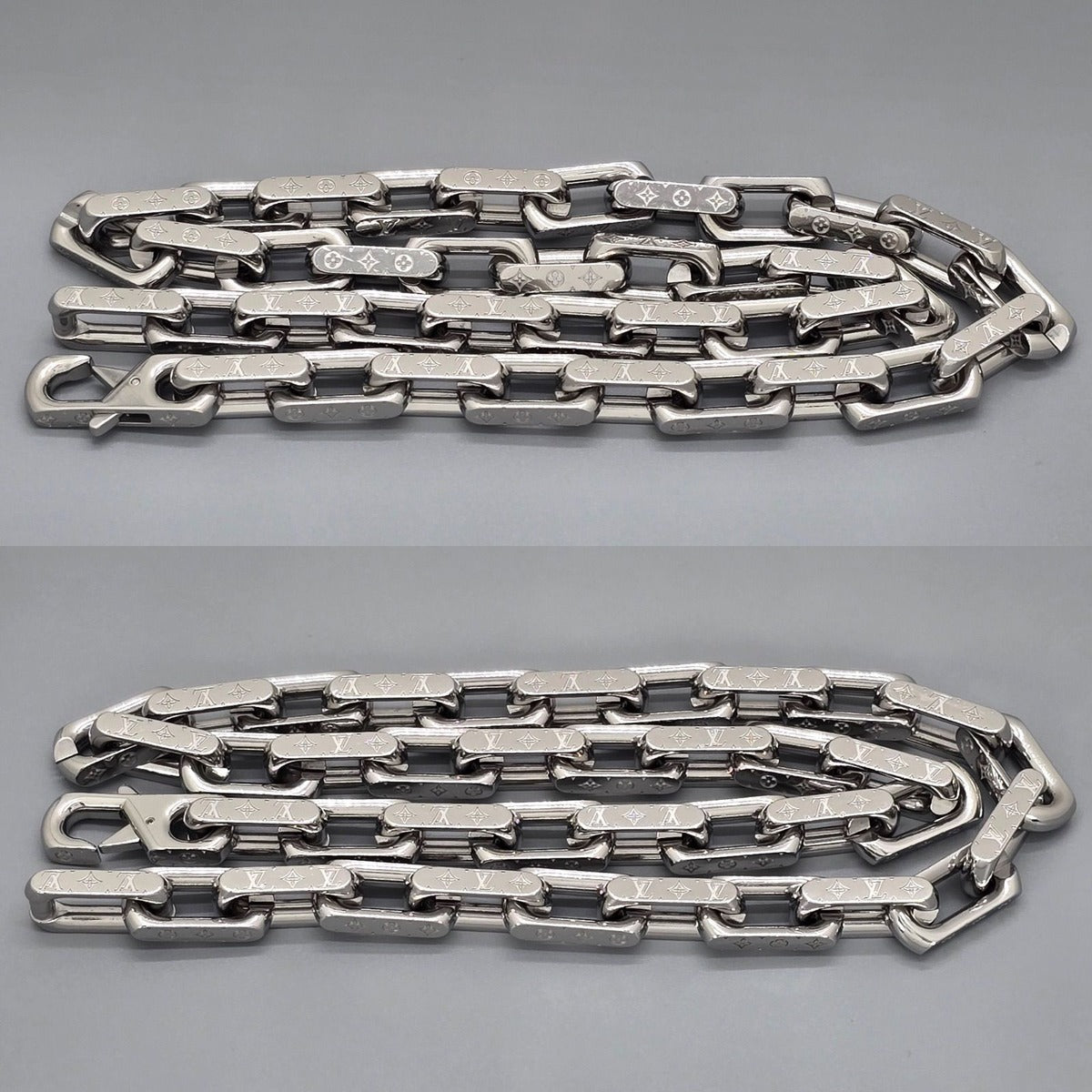 Louis Vuitton Necklace Chain Monogram Silver Color Metal Length — view 2