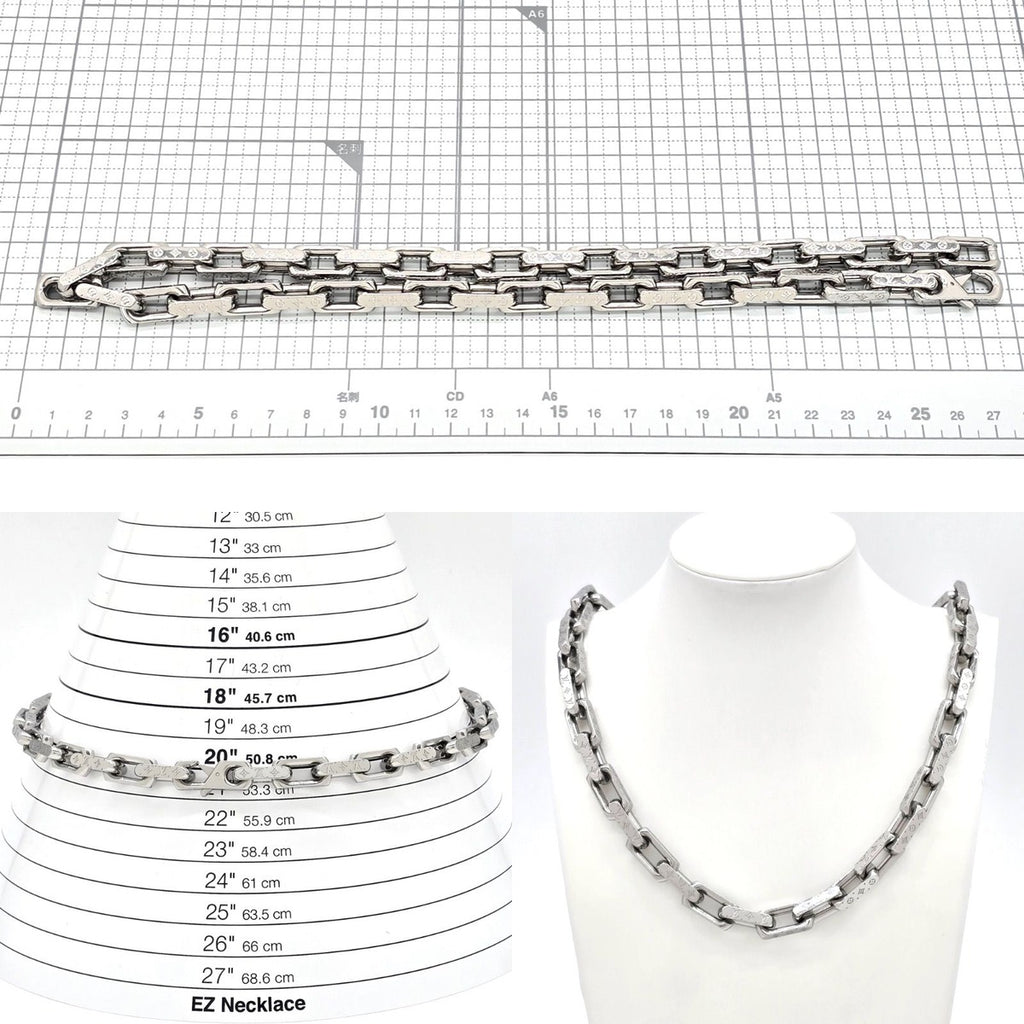 Louis Vuitton Necklace Chain Monogram Silver Color Metal Length — view 6