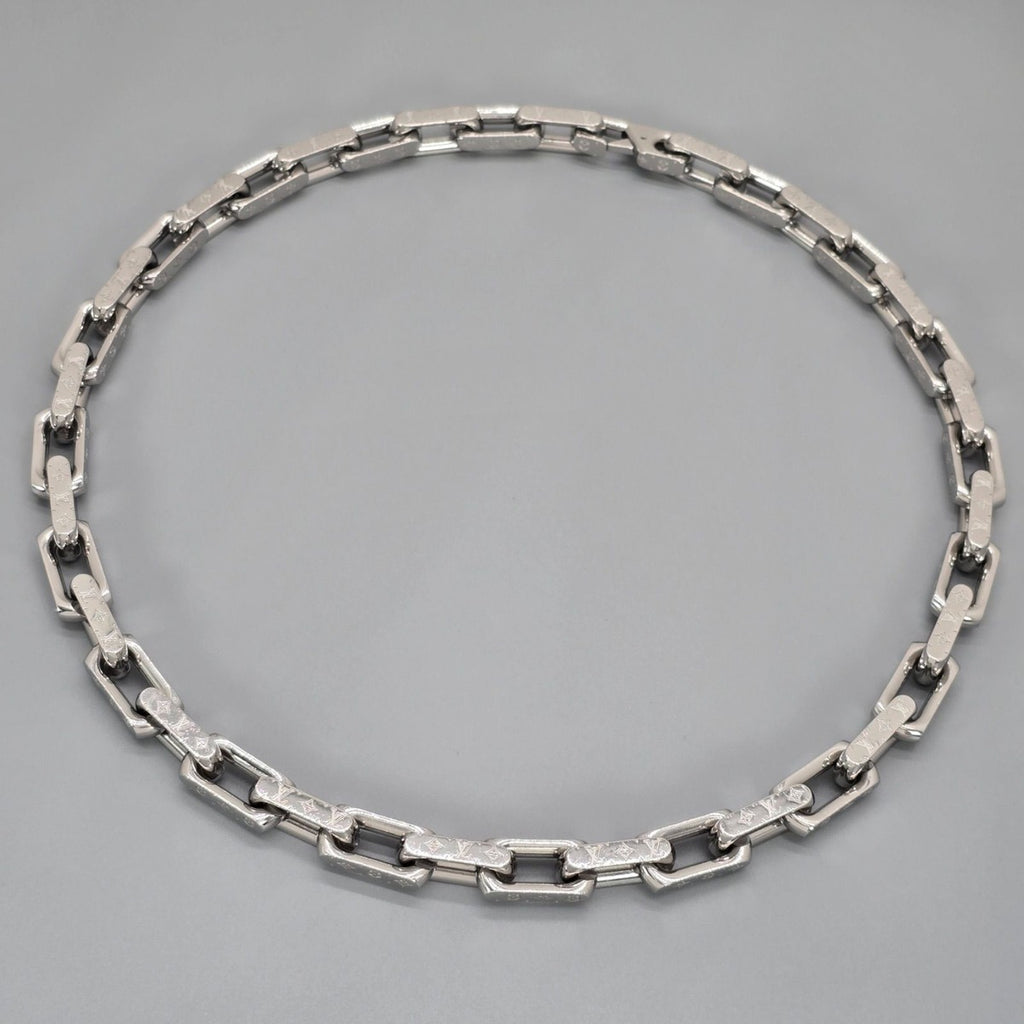 Louis Vuitton Necklace Chain Monogram Silver Color Metal Length — view 7