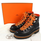 Hermes Hike Leather Logo Trekking Boots Short Black Brown Orange 41 Handbag — view 2