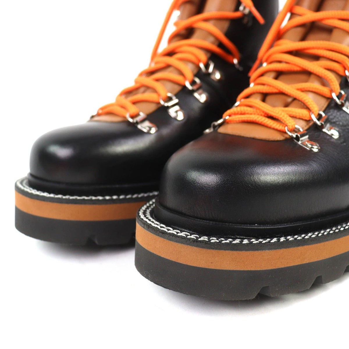 Hermes Hike Leather Logo Trekking Boots Short Black Brown Orange 41 Handbag — view 5