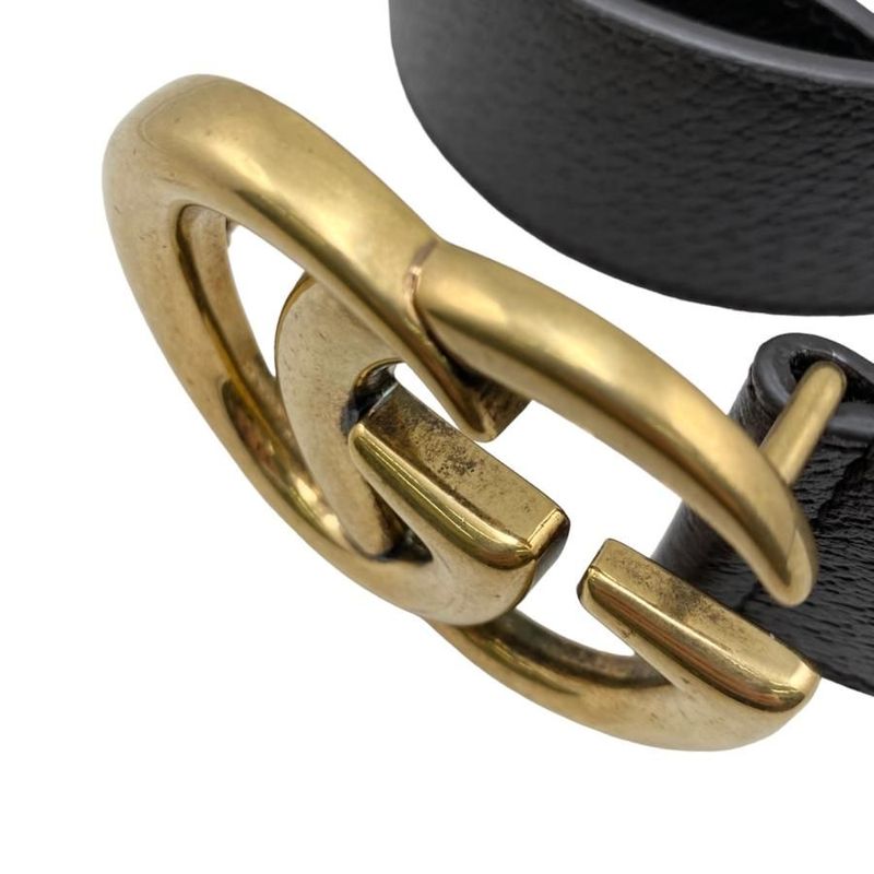 Gucci Wide Belt Double G Dj20 T 1000 Calfskinleather Black Goldhardware — view 5