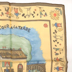 Hermes Petit Carre 40 Retour Ala Terre Return to Silk Yellow Scarf — view 3