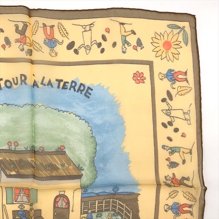 Hermes Petit Carre 40 Retour Ala Terre Return to Silk Yellow Scarf — view 3