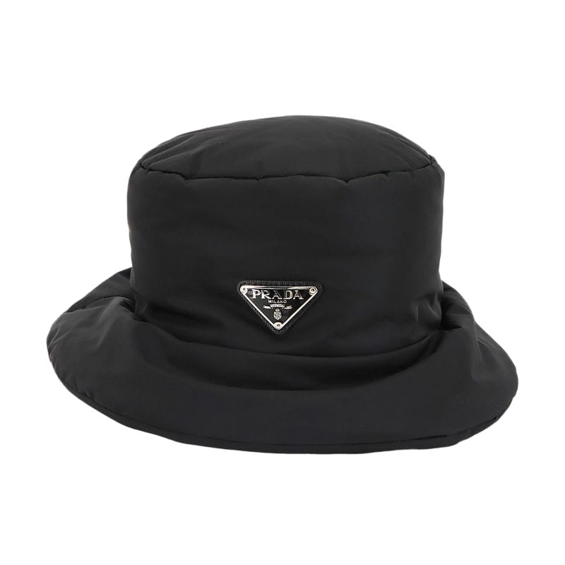 Prada Triangle Logo Padded Bucket Hat Polyamide Black M 2 Hc248
