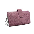 Bottega Veneta Key Case Intrecciato Pink Purple Leather