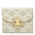 Celine Triomphe Small Flap Wallet Trifold Beige Ivory Leather