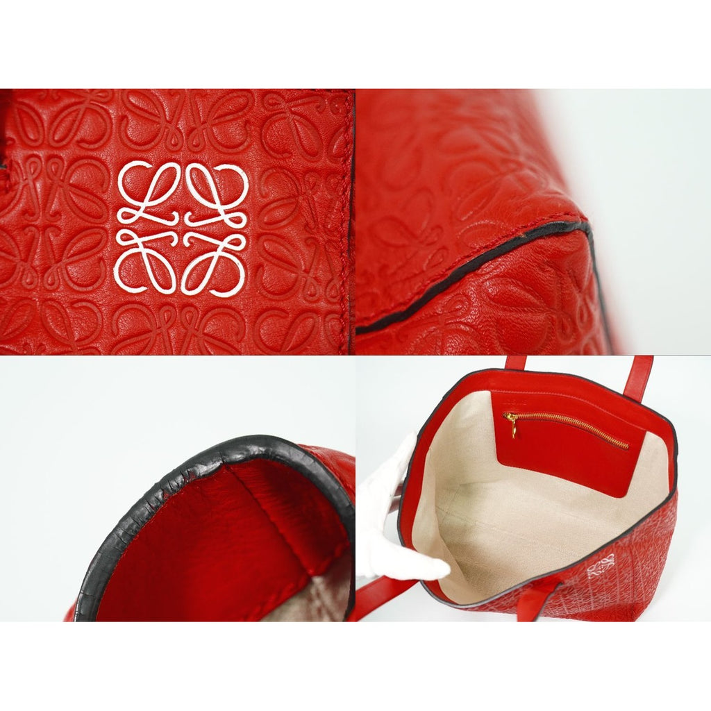 Loewe Anagram Tote Handbag Leather Red — view 7
