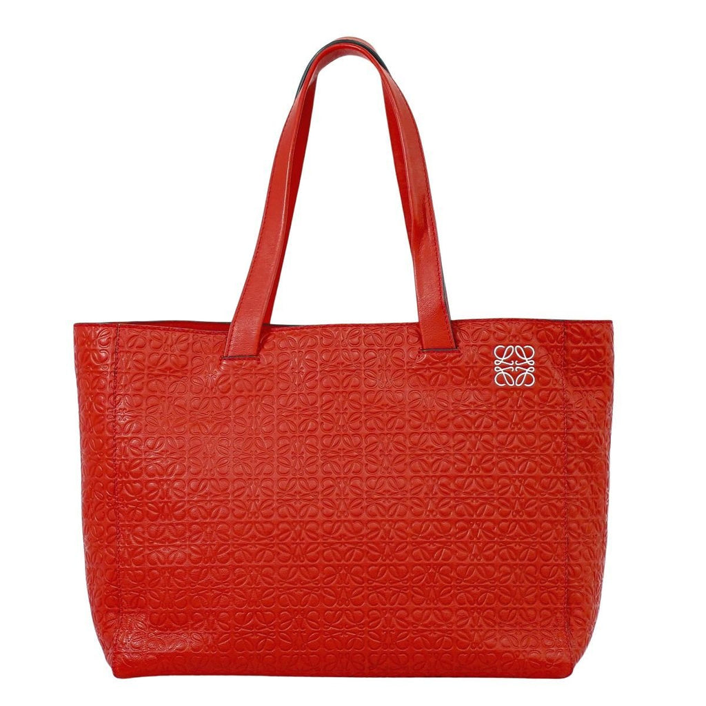 Loewe Anagram Tote Handbag Leather Red