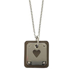 Hermes As de Coeur Ace Of Hearts Leather Metal Brown Necklace