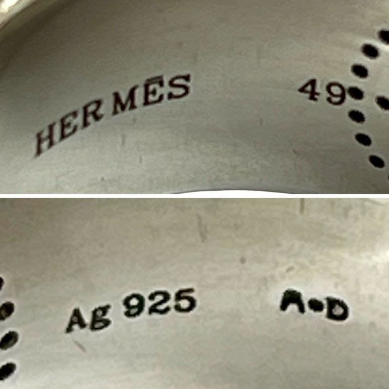 Hermes Ribbon Logo Punching Silver 925 Ring No 9 Accessories 09964 — view 4