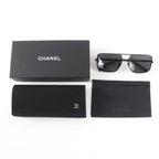 Chanel Pilot Sunglasses Logo Quilted Two Bridge Black — view 2