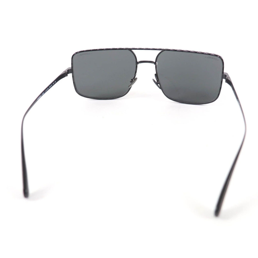 Chanel Pilot Sunglasses Logo Quilted Two Bridge Black — view 5