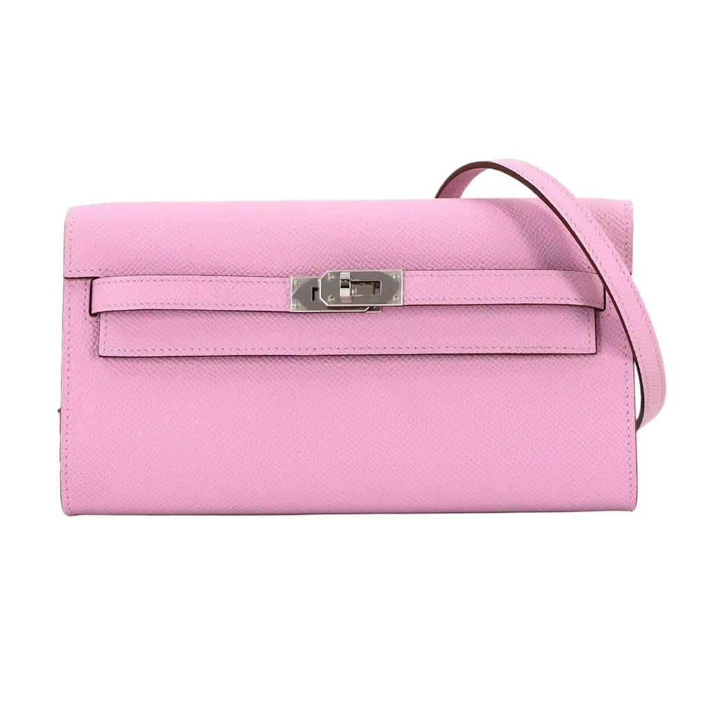 Hermes Kelly Tougo Shoulder Wallet Bifold Epsom Mauve Sylvestre