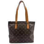 Louis Vuitton Cabas Piano Monogram Leather Brown Tote Gold