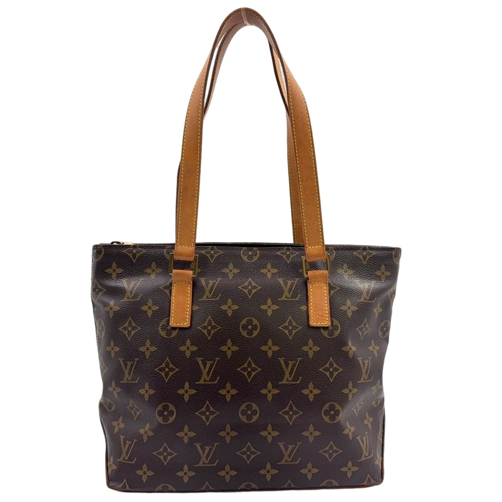 Louis Vuitton Cabas Piano Monogram Leather Brown Tote Gold