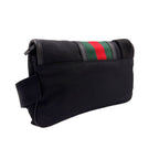 Gucci Interlocking Logo Leather Nylon Green Black Red Belt Bag Silver — view 2