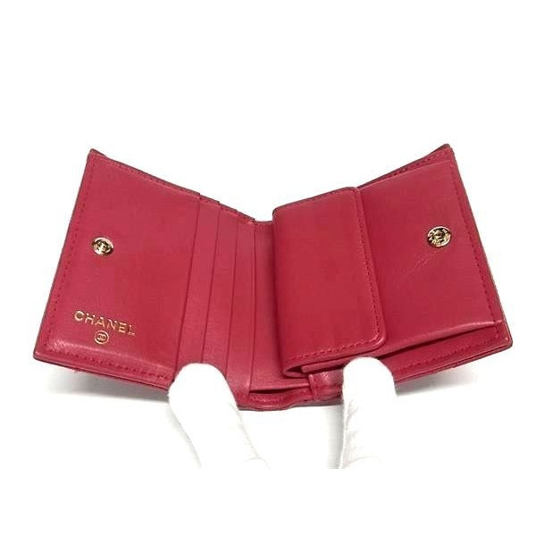 Chanel Cruise Line Coco Marc Classe Caviar Leather Fold Wallet In Burgundy Cb1956 — view 3