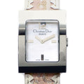 Dior Christian Watch Maris Square White Shell Dial Pearl Chain D Logo