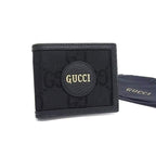 Gucci 0416 Nylon Canvas And Leather Fold Wallet Black Bm7560