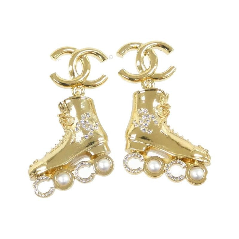 Chanel Runway Gold-Tone Roller Skate Charm Earrings — view 2