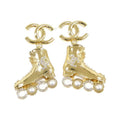 Chanel Runway Gold-Tone Roller Skate Charm Earrings
