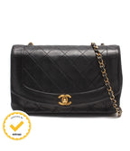 Chanel Chain Shoulder Bag Gold Single Flap Diana 25 Quilted Lambskin