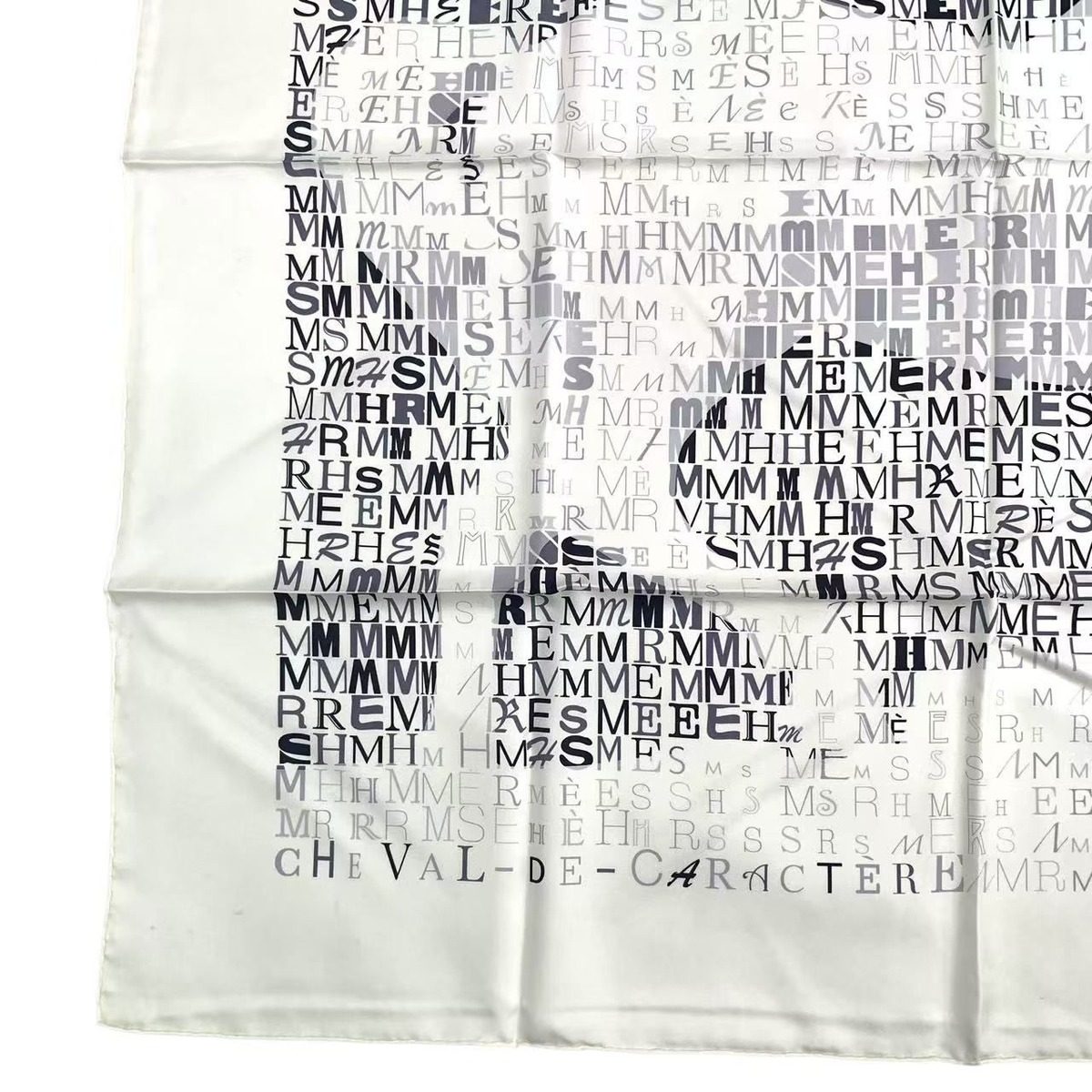 Hermes Carre 90 Scarf Cheval de Caracter Silk White — view 4