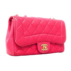 Chanel Shoulder Bag Quilted Lambskin Pink Champagne Gold — view 2