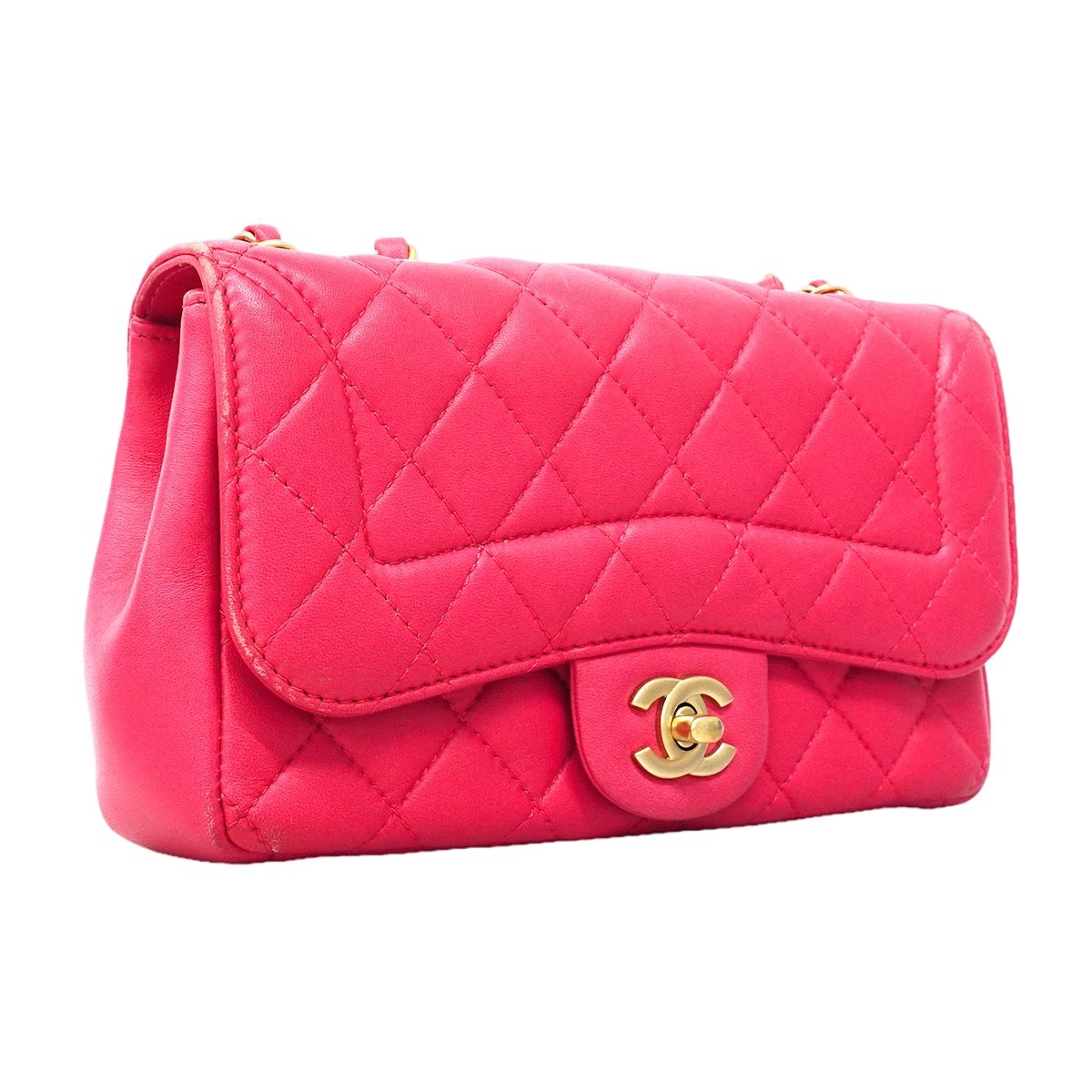 Chanel Shoulder Bag Quilted Lambskin Pink Champagne Gold — view 2