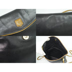 Celine Leather Shoulder Bag Pochette Black — view 8