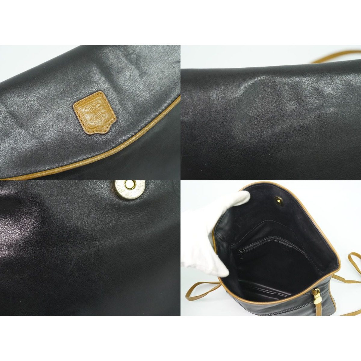 Celine Leather Shoulder Bag Pochette Black — view 8