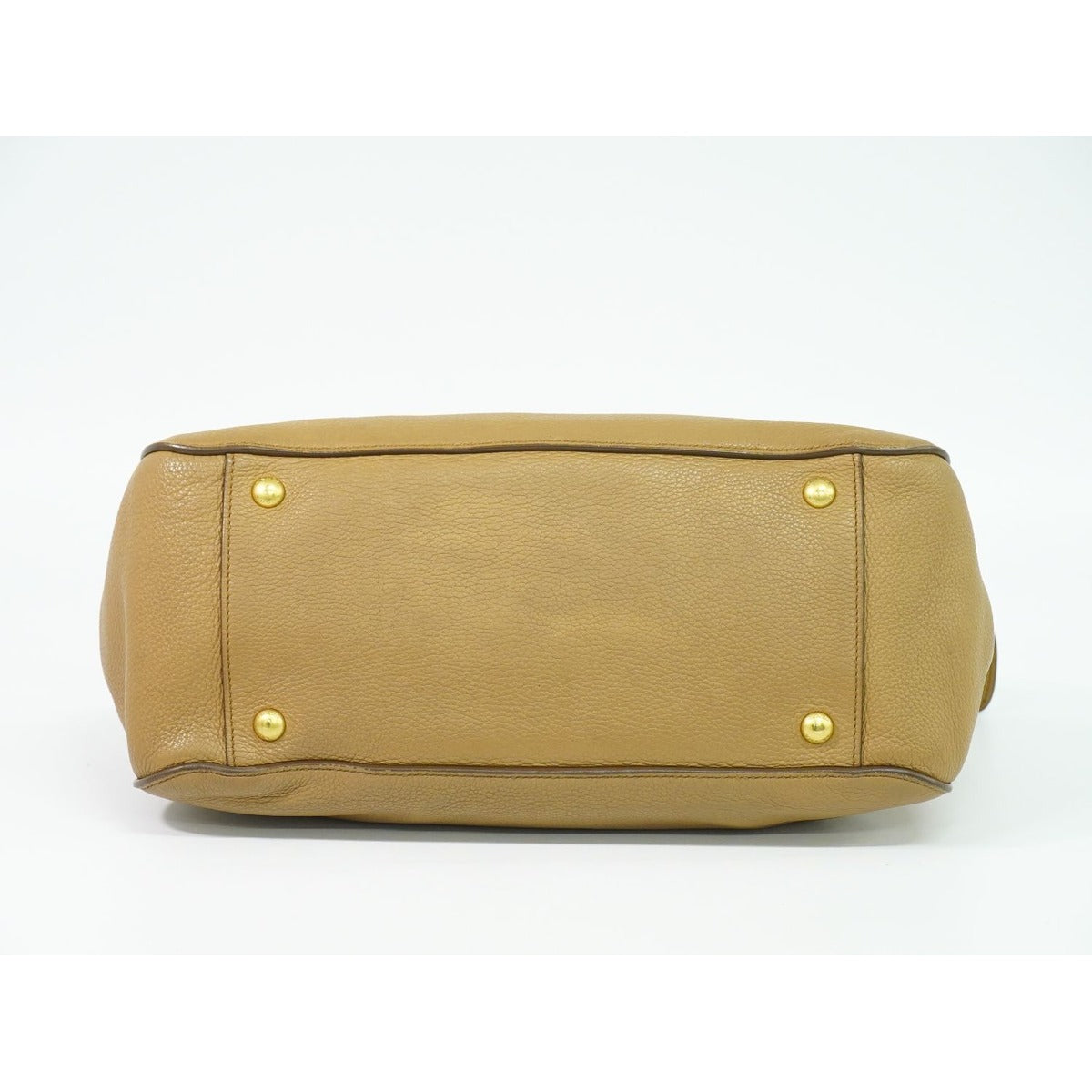 Prada Leather 2-Way Shoulder Bag Pochette Beige Outside — view 3