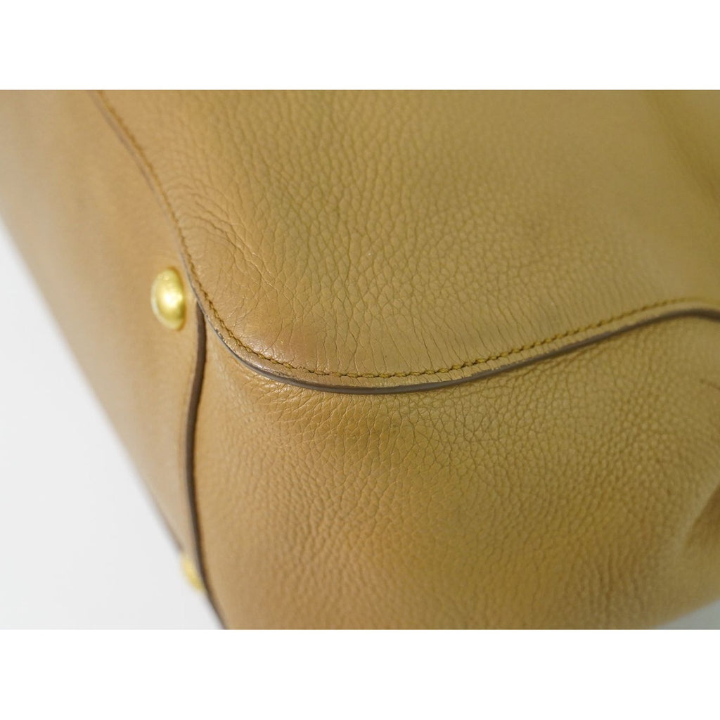 Prada Leather 2-Way Shoulder Bag Pochette Beige Outside — view 4