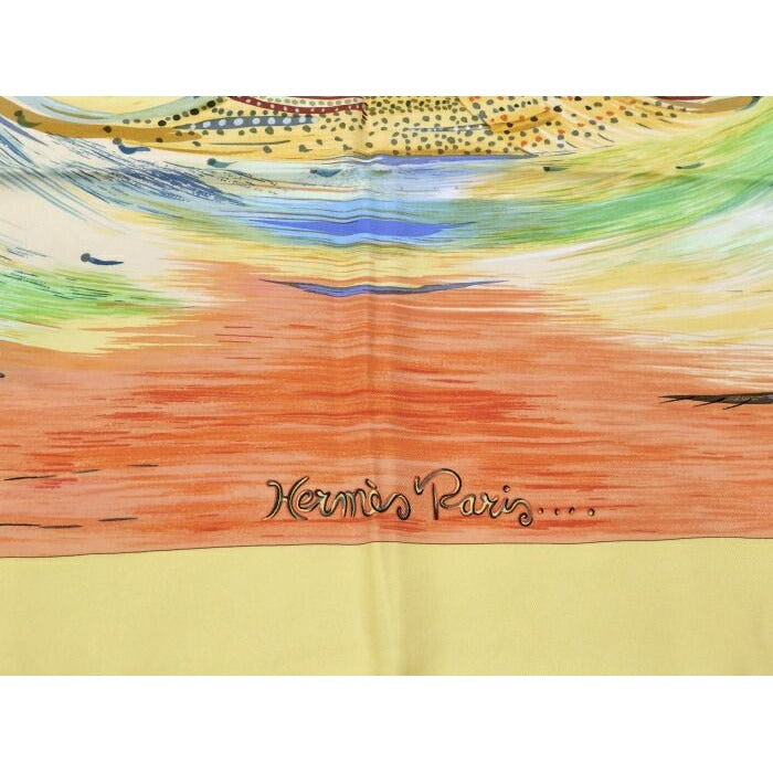 Hermes Carre 90 Large Scarf Turkana Pearls Les Perles De 100% Silk — view 4