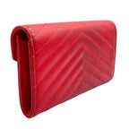 Saint Laurent Paris Monogram Large Flap Leather Red Wallet Gold — view 2