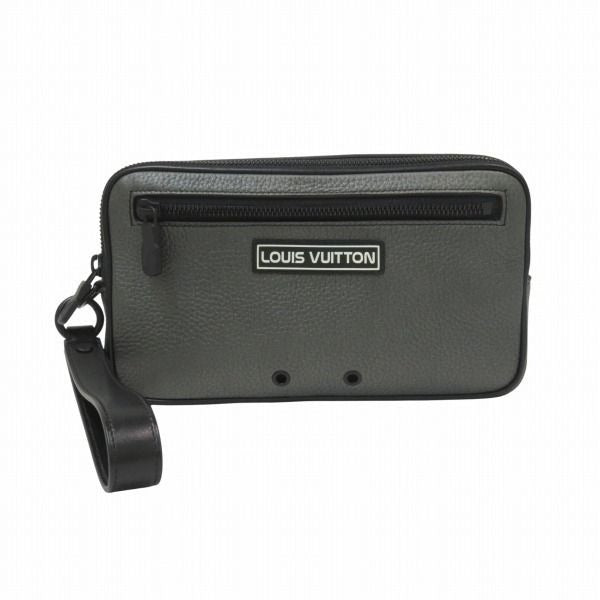 Louis Vuitton Alpha Clutch Leather Gray