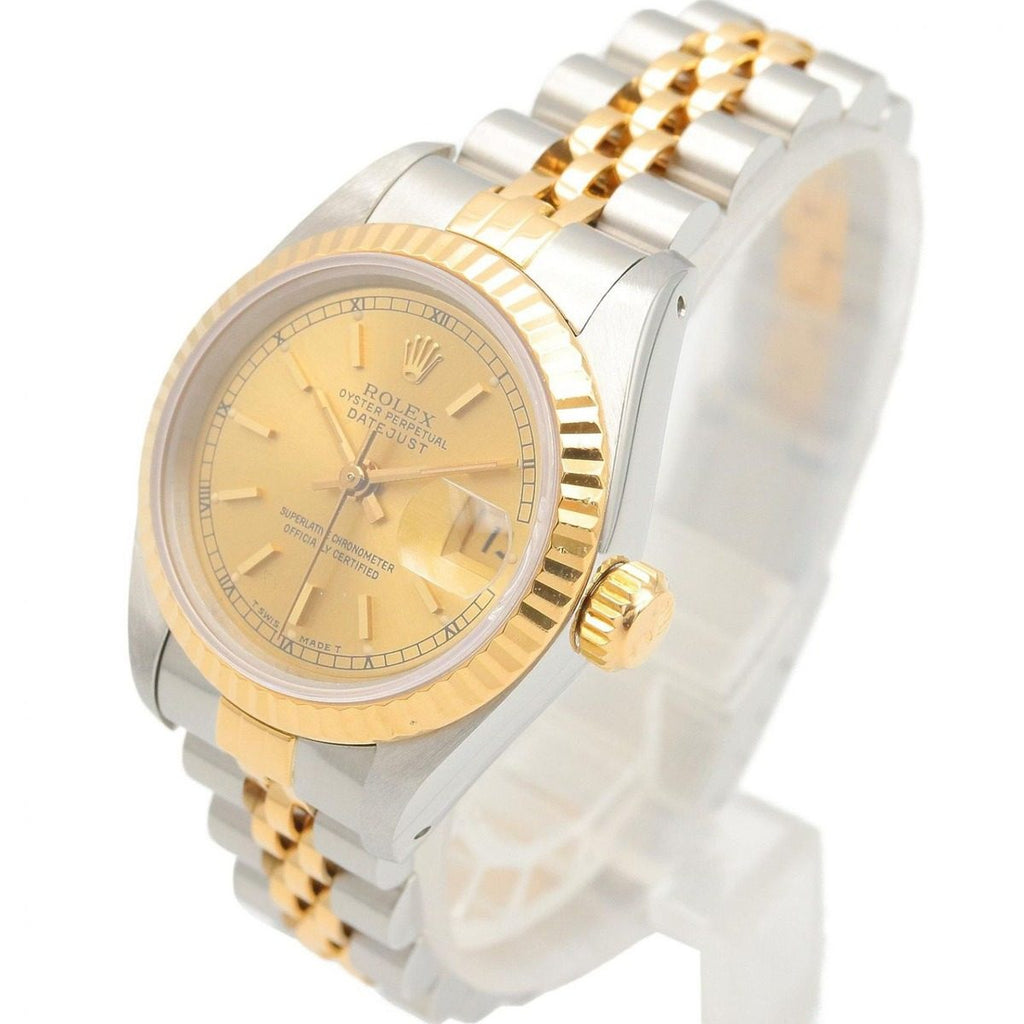 Rolex Datejust L Number Champagne Bar CH BA 18k Stainless Steel Watch — view 2