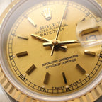 Rolex Datejust L Number Champagne Bar CH BA 18k Stainless Steel Watch — view 8