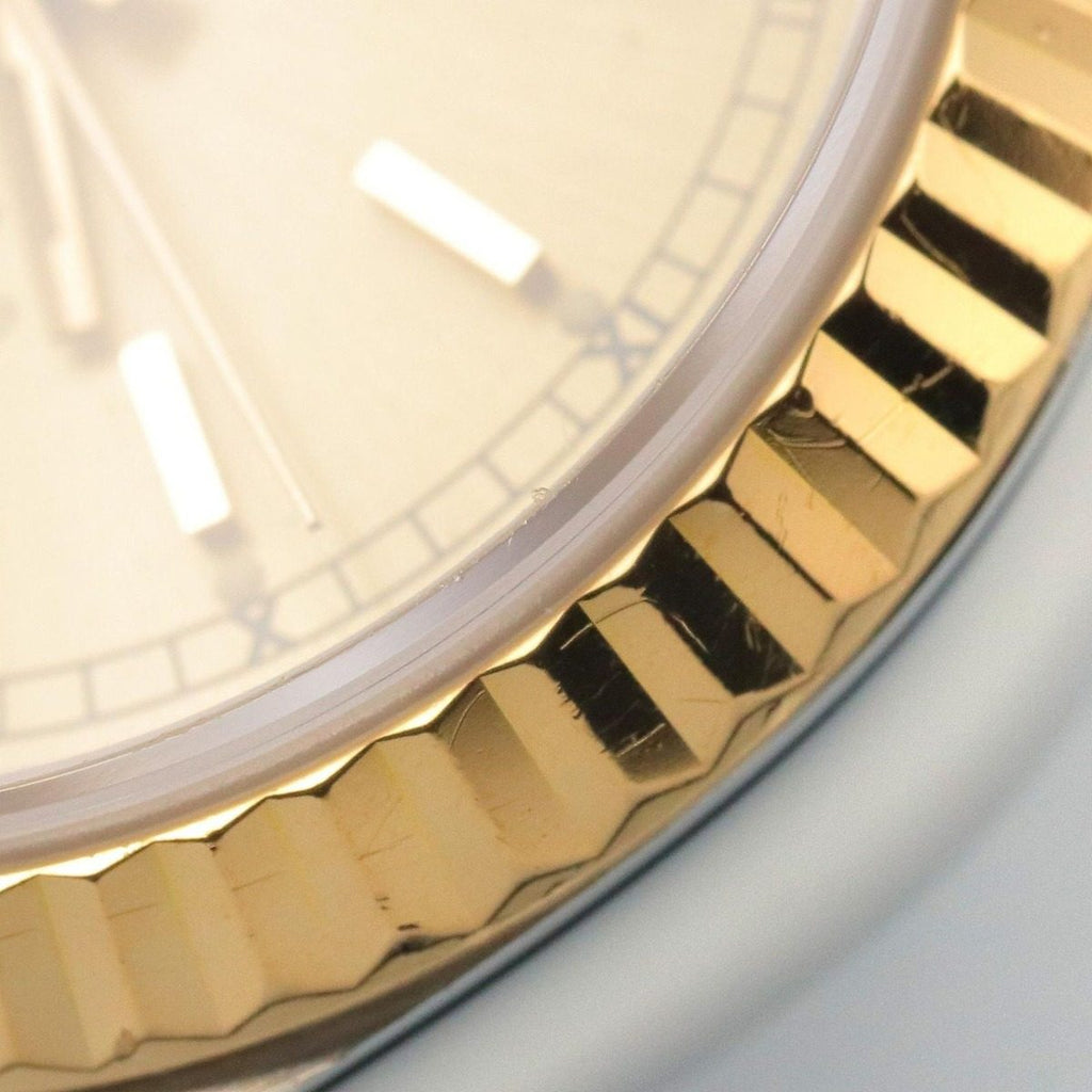 Rolex Datejust L Number Champagne Bar CH BA 18k Stainless Steel Watch — view 9