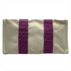 Hermes Bora Canvas Hand Tote White Purple — view 3