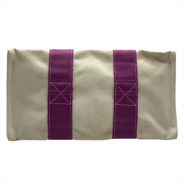 Hermes Bora Canvas Hand Tote White Purple — view 3