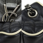 Saint Laurent Shoulder Bag Satchel Envelope Leather Black Ivory Silver Hardware — view 6