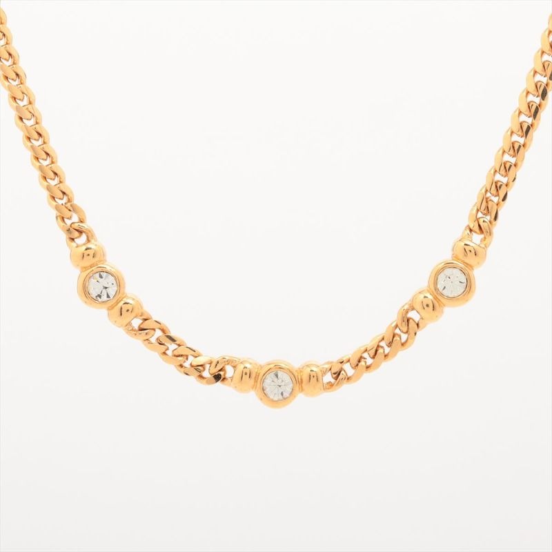 Christian Dior Necklace GP And Rhinestone Gold Germany — view 2