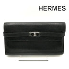 Hermes Kelly Turnlock Leather Wallet Black