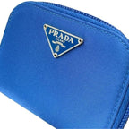 Prada 6-link Key Case Compact Round Zipper With Triangle Logo Nylon Blue — view 7