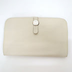 Hermes Dogon Duo GM Bifold Wallet Togo Cles Silver