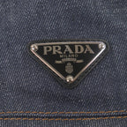 Prada 100% Cotton Cowhide Triangle Logo Plate Blue Denim Hat — view 8