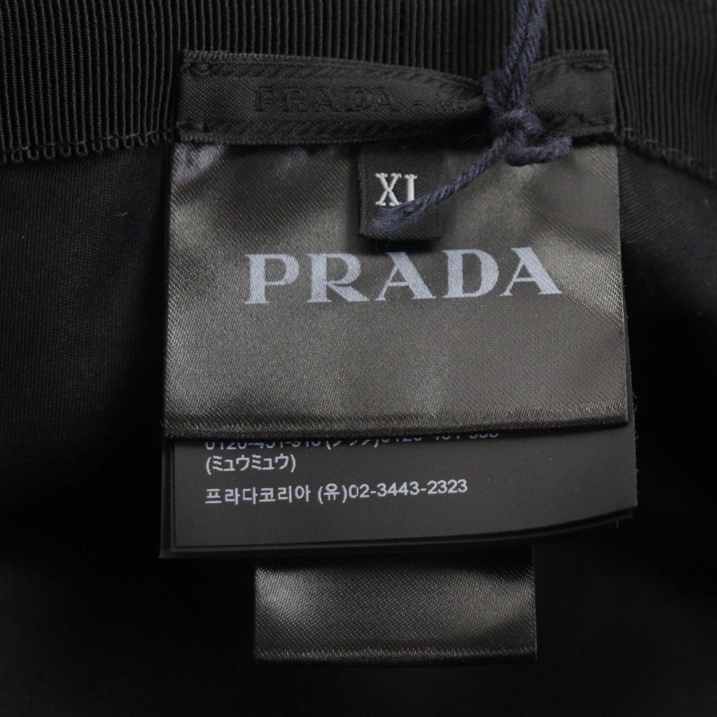 Prada 100% Cotton Cowhide Triangle Logo Plate Blue Denim Hat — view 9